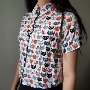 Cat cropped button up